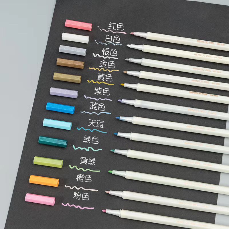 Metal pearlescent pens, colored pens, hard tip pens, water-based paint pens, DIY handstand pens, colored black card album pens
