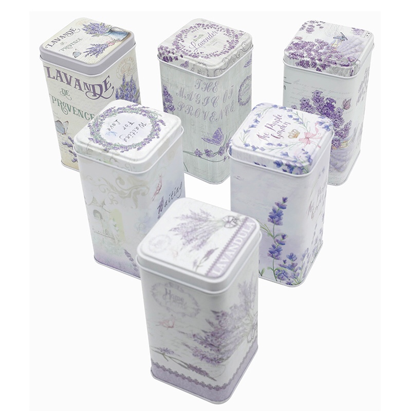 Lavender square pillar jar change jar sundry storage box gifts gift tin box