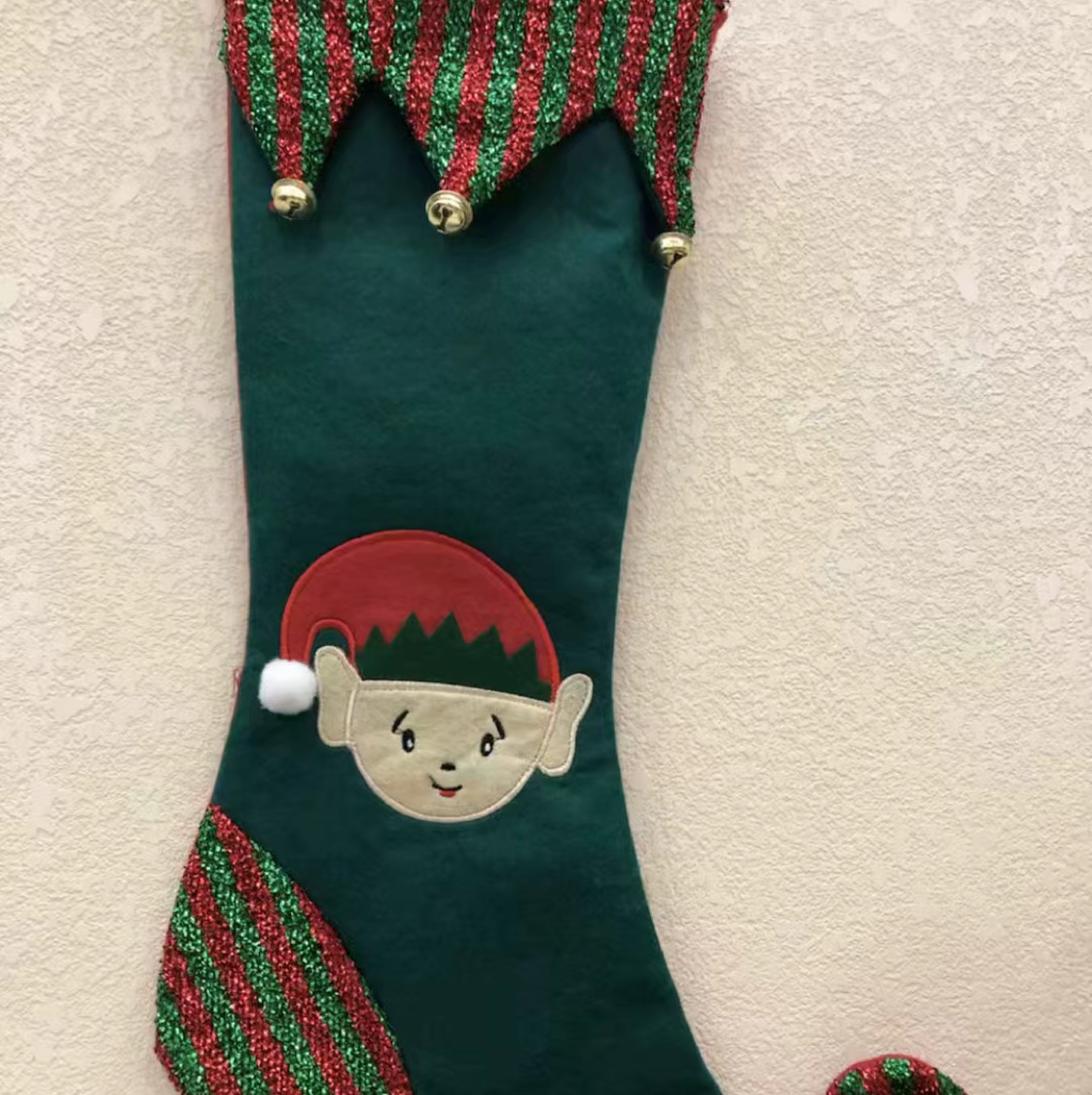 Christmas elf 祙 elf Christmas sock embroidery Christmas sock decoration Specification image