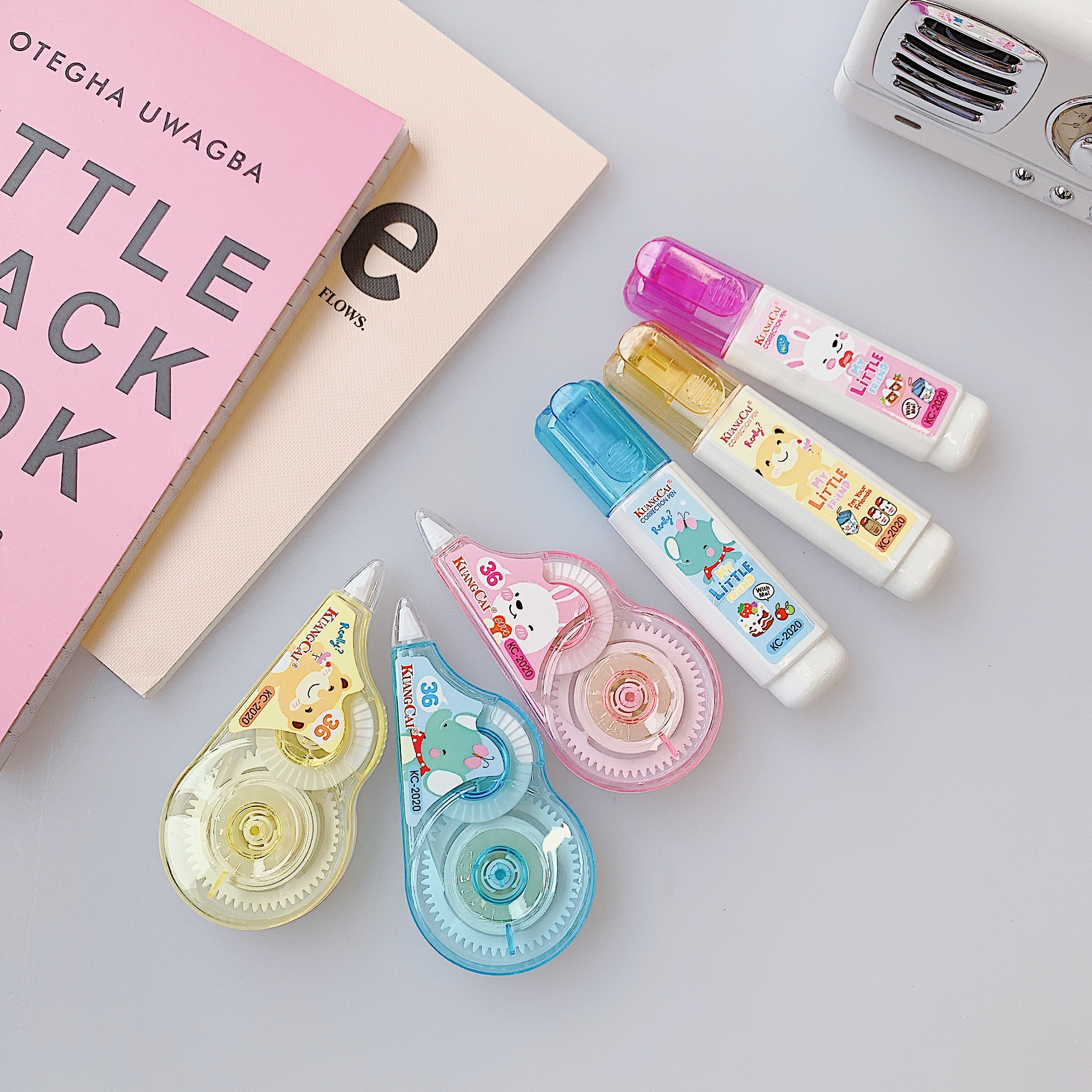Kuangcai Correction Tape 2020 Correction Fluid + Correction Tape Set Cartoon Correction Fluid + Correction Tape 36 Large Capacity detail image 2