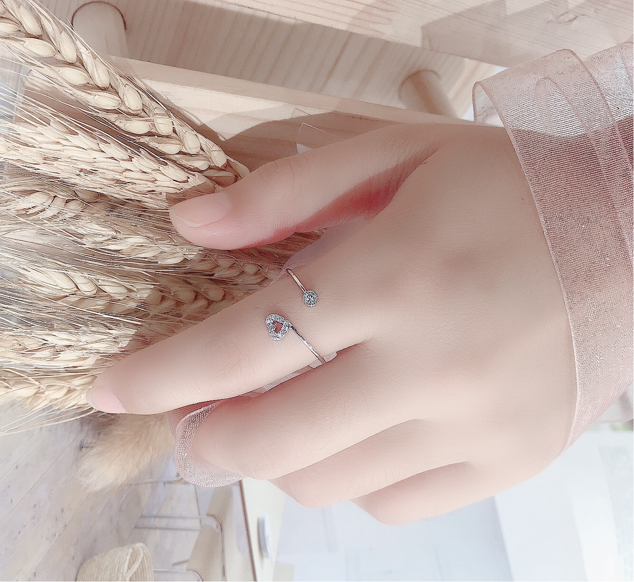 A micro-inlaid zircon heart-shaped ring, a bestseller on Douyin by a female Internet celebrity with an adjustable opening Specification image
