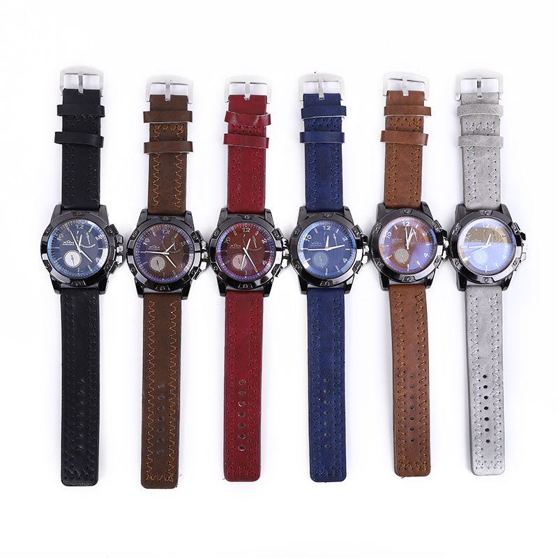 爆款男士皮表带手表时尚运动休闲腕表石英表源头厂家直销7737