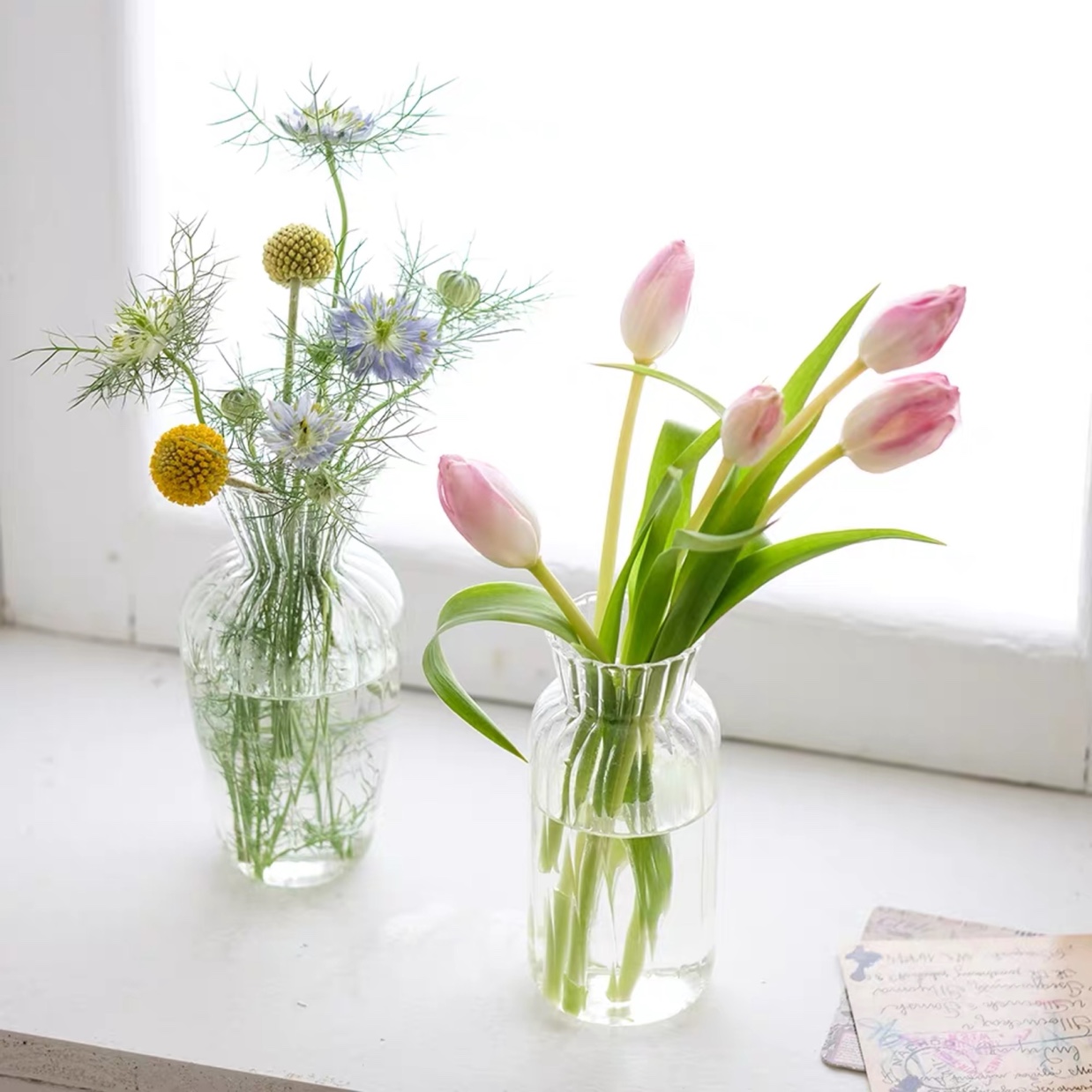 Modern and simple vertical striped high borosilicate glass vases, hydroponic plant flower vases, bathroom dining table creative decorative items, factory direct sales and wholesale