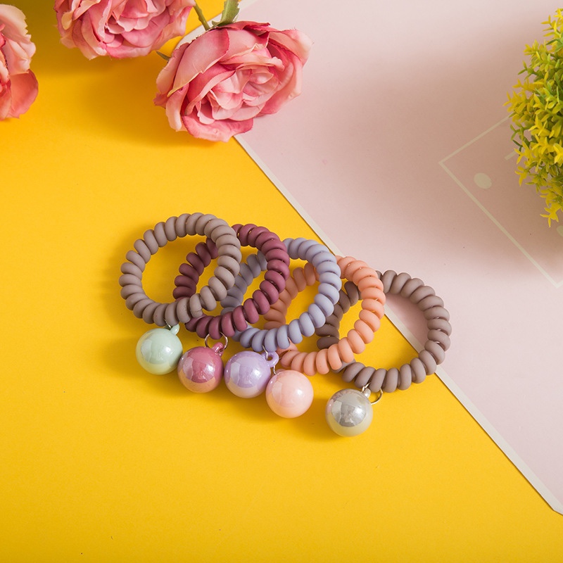 South Korean version of the summer of the new Maca longzhu bead hair ring matting high bullet telephone line rubber band hair cord manufacturers wholesale hair accessories thumbnail