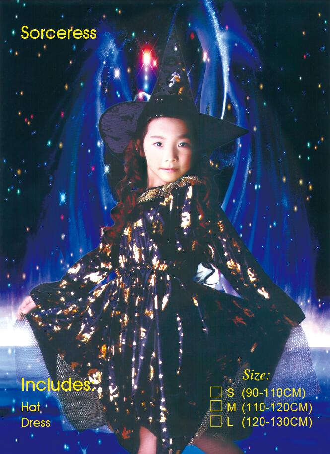 Children's Halloween Female gold-embossed witch set