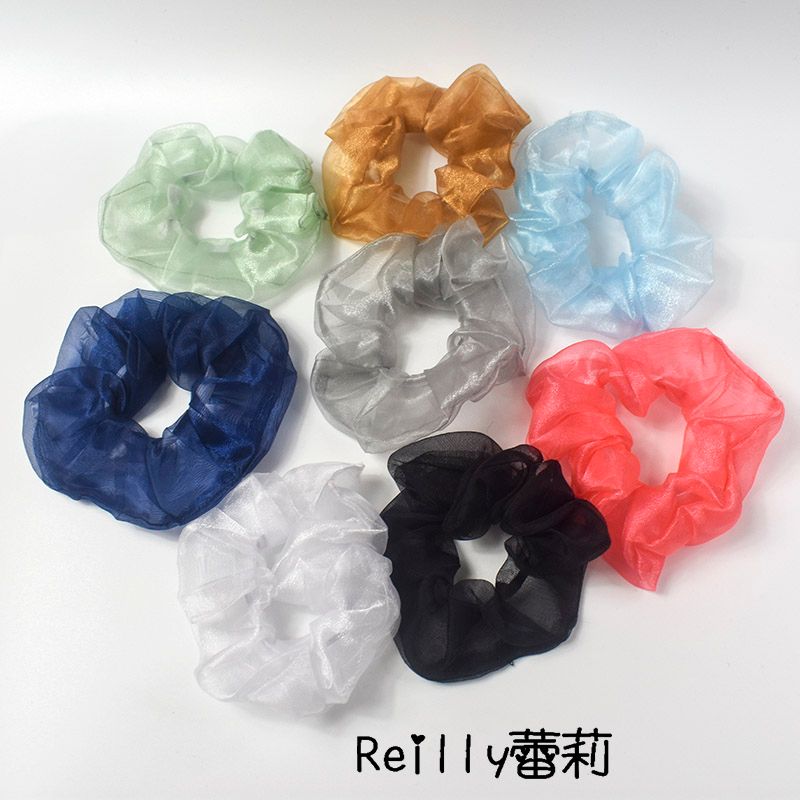 New color bright silk satin hair circle French web celebrity ins large colon circle balls head rope hair ornaments female thumbnail