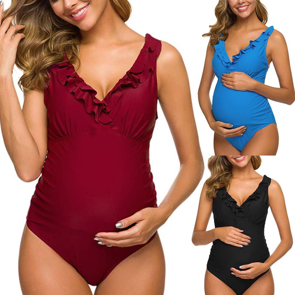 2020 new sexy European and American foreign trade one-piece bikini pregnant women one-piece swimsuit