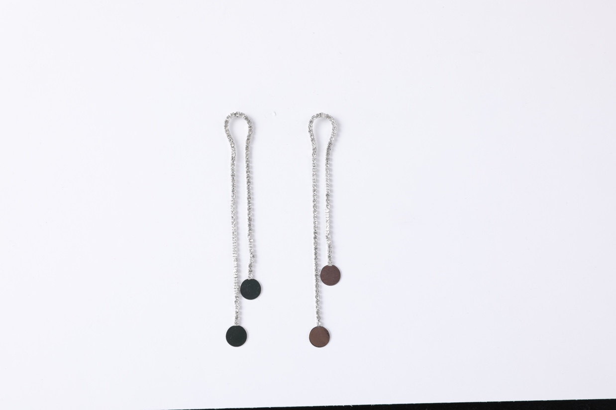 Korean style earrings, earrings, long accessories, round pieces, elegant party, super dazzling Billon -07 Specification image