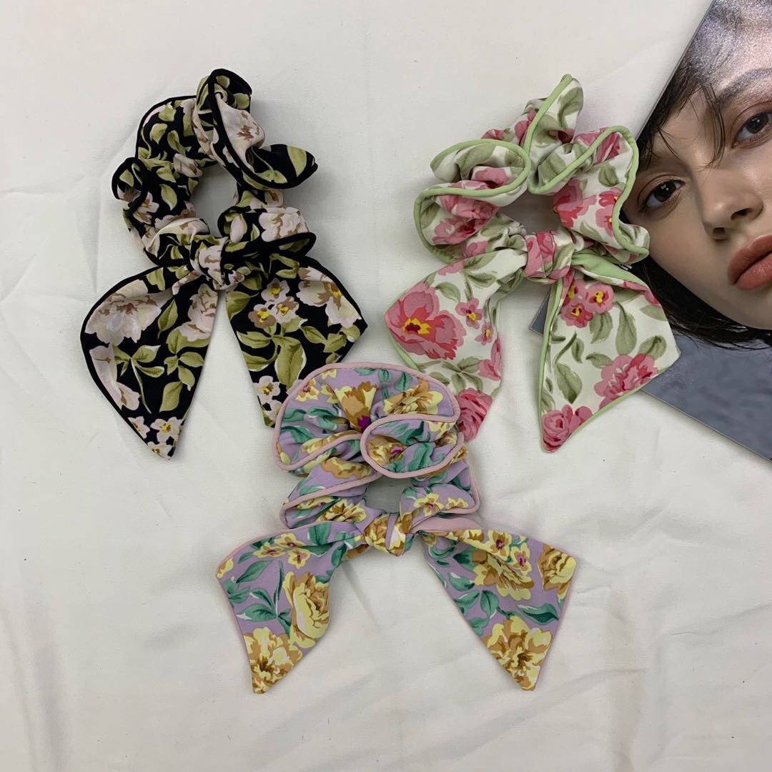 Japonés y coreano estilo fresco arte orejas grandes envoltura borde de paño aros aros de pelo grueso adornos de pelo de la versión coreana popular arte aros aros de pelo fresco pequeño tartan adornos de cabeza aros de pelo de orejas de conejo