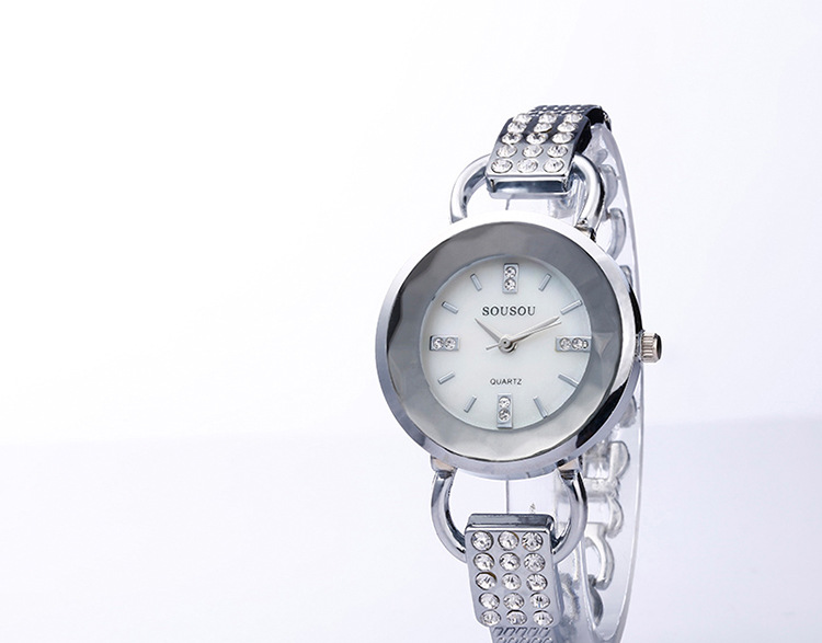 新款女士镶钻石英表外贸手表情侣玫瑰金合金时尚石英表出口手表详情图1