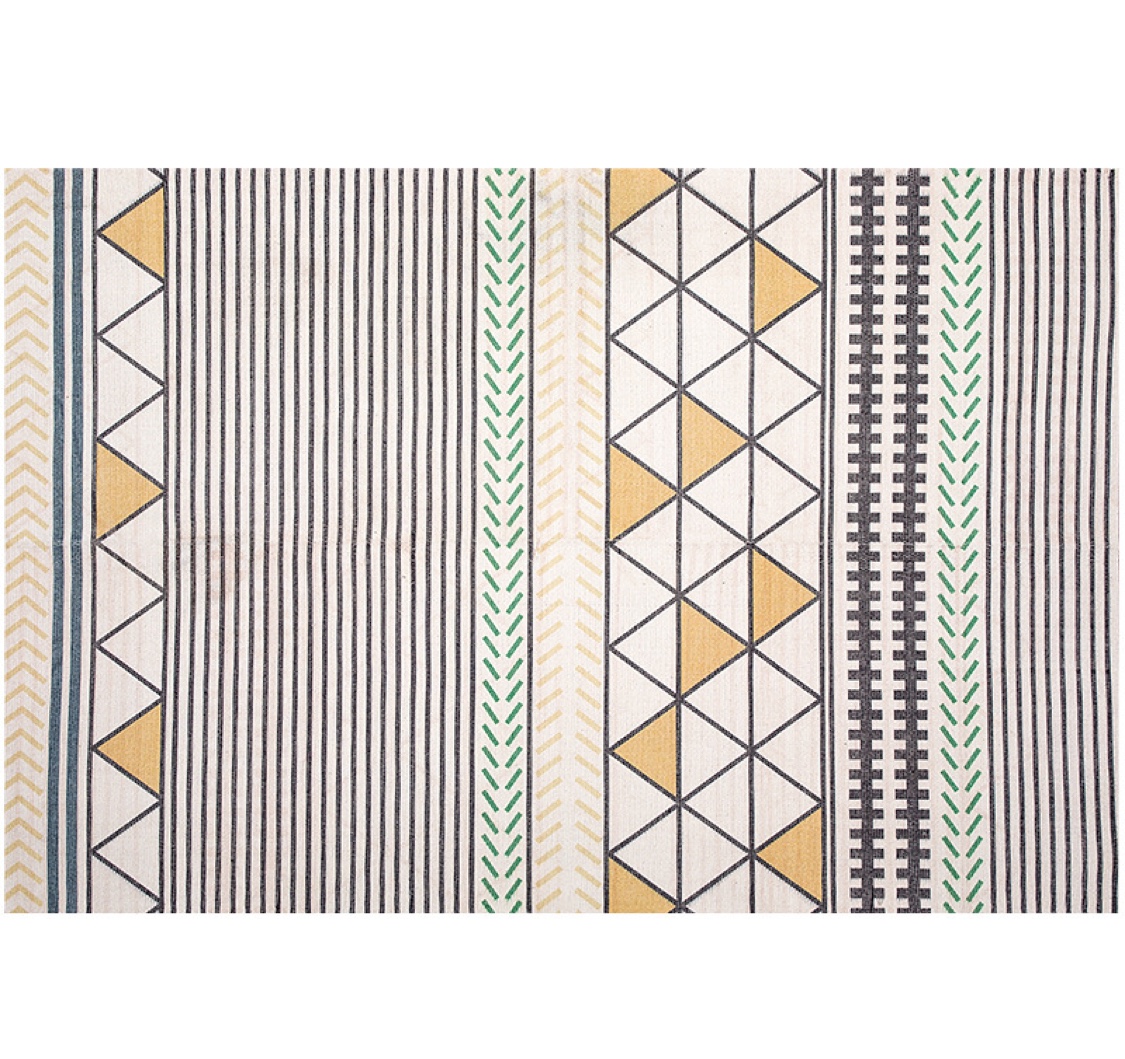 名杨织秀北欧风棉线编织数码印花大地毯家用客厅地垫卧室床边毯产品图