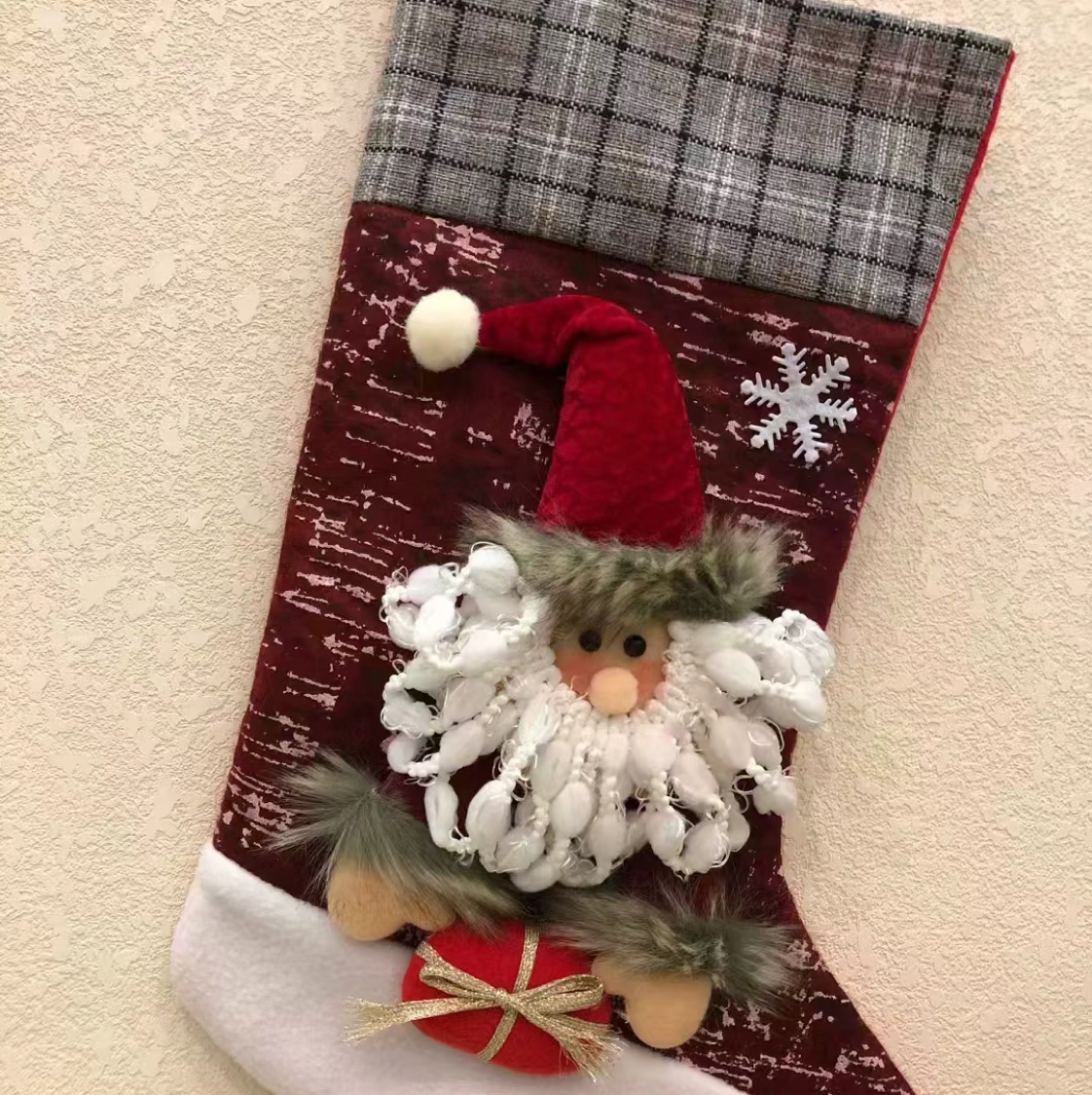 Doll Christmas stocking printing doll stocking three-dimensional stocking cartoon Christmas stocking decoration