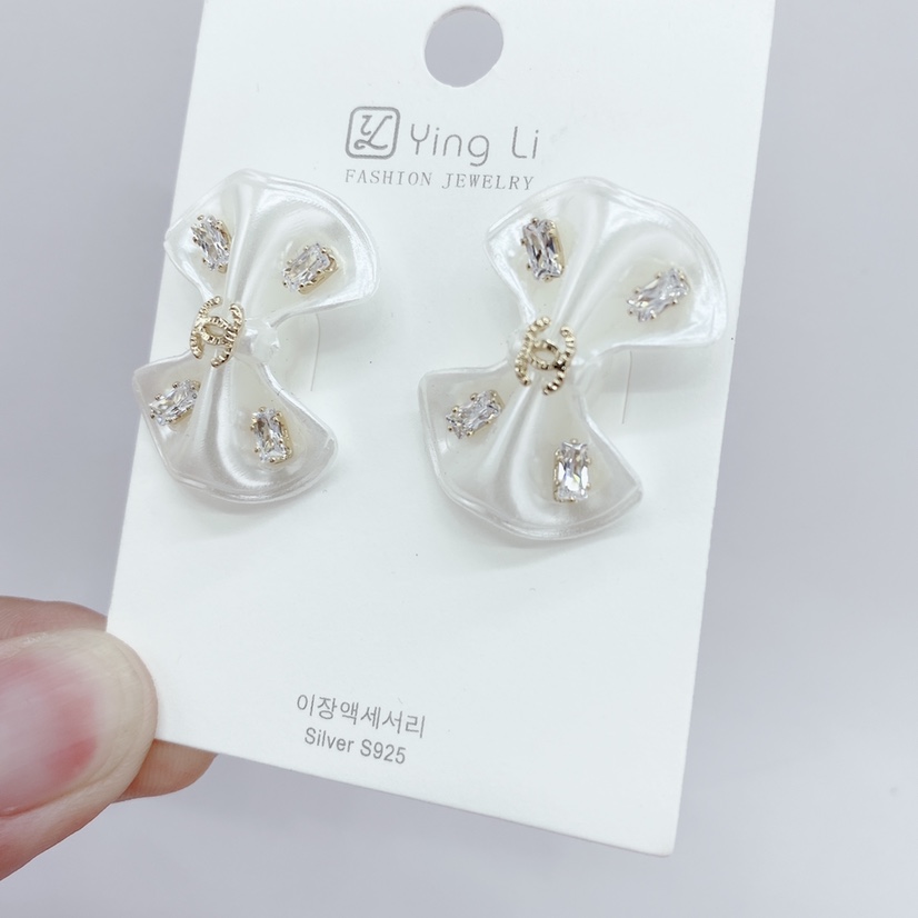 Silver Needle Earrings With Bow Specification drawing