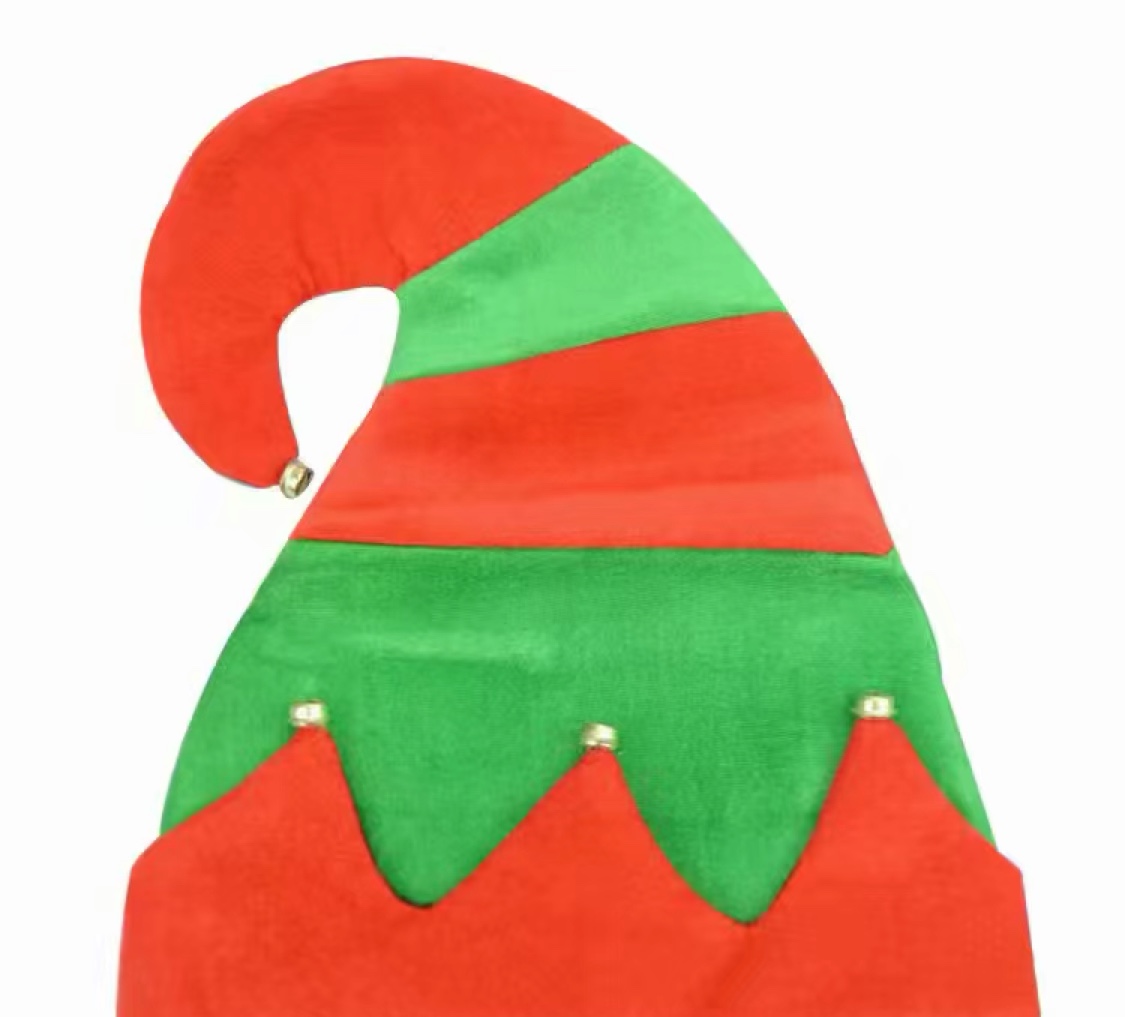 Elf bell hat, striped patchwork elf hat, Christmas hat