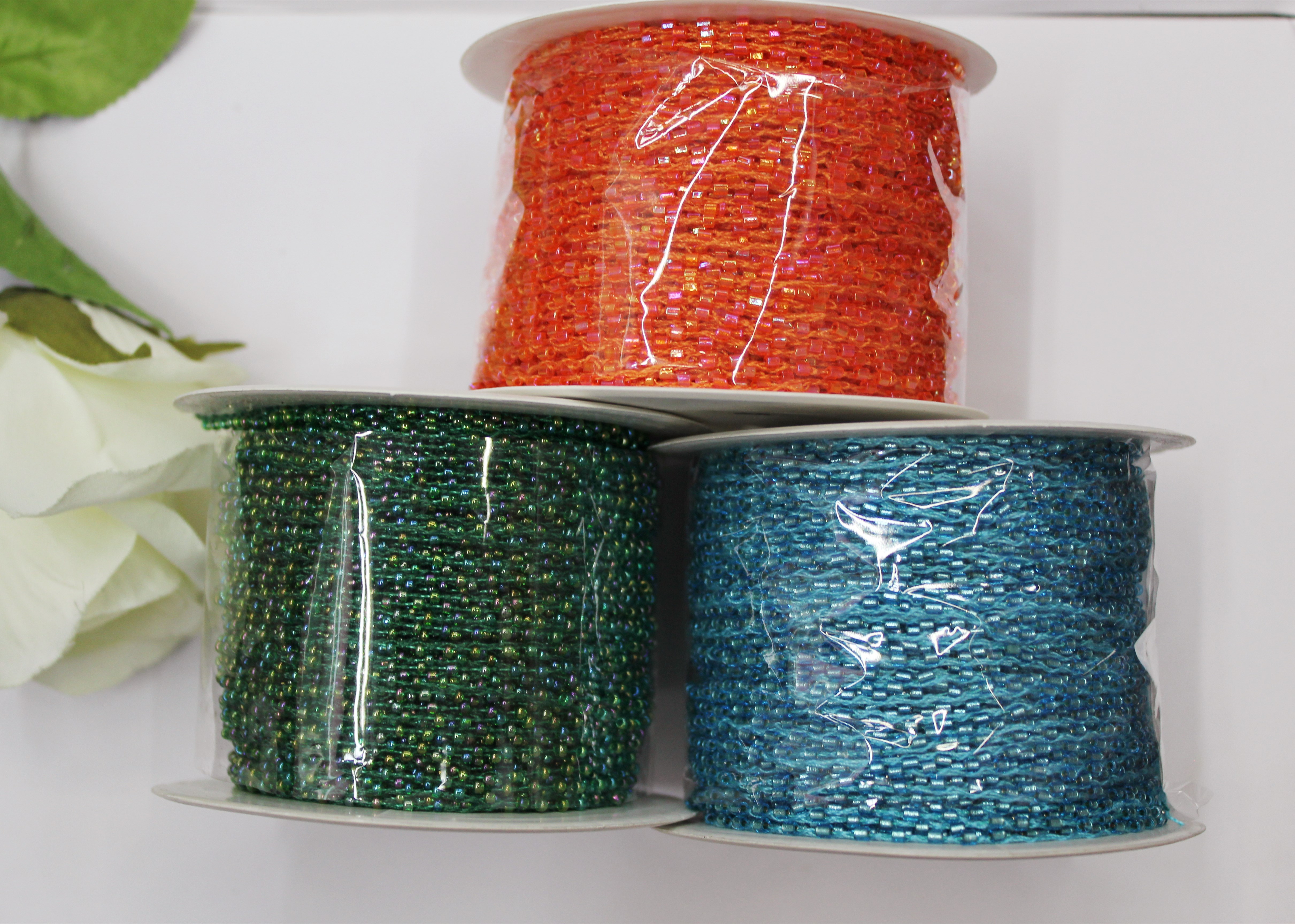 厂家直销 连线玻璃珠 绣花机专用连线玻璃米珠 定制款详情图2