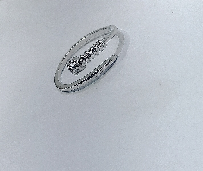 Open nail ring for women, Instagram-trendy white gold light luxury personality, the same style as Japanese and Korean rings worn by Internet celebrities and stars