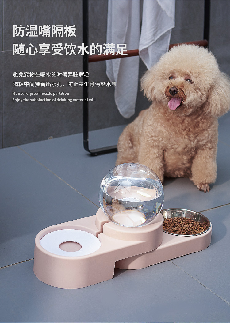 宠物猫咪食具厂家直销 自动喂食喂水猫咪双碗 球形喂食两用猫咪碗详情图7