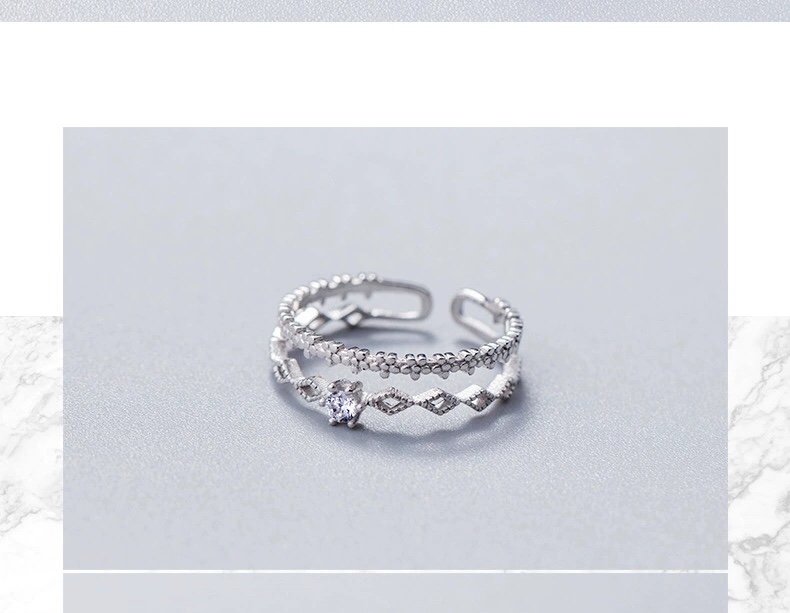 Double open forefinger ring female cool style fashion personality web celebrity adjustable ring thumbnail