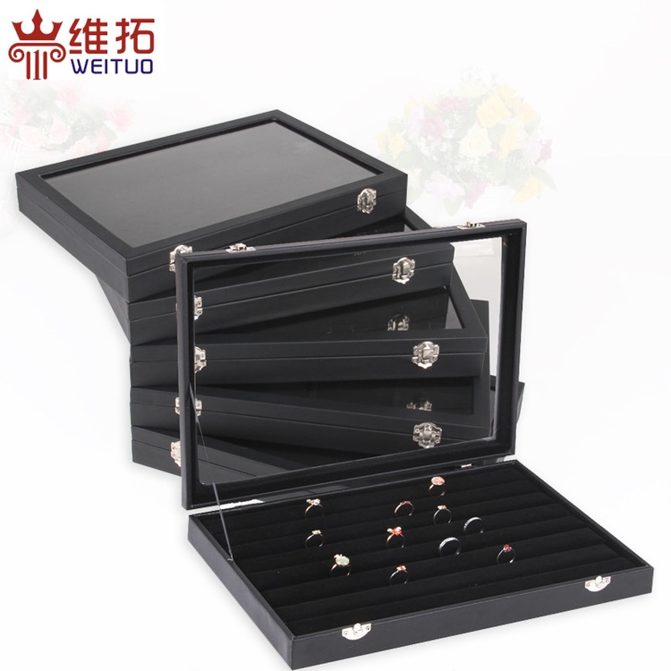 现货供应家用珠宝箱整理收纳手镯项链耳钉戒指耳环首饰品收纳盒