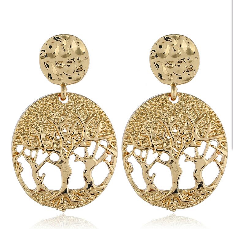 欧美时尚简约生命树合耳钉