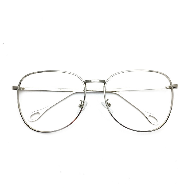 Large-framed glasses with metal decorative frames and plain glasses details Picture