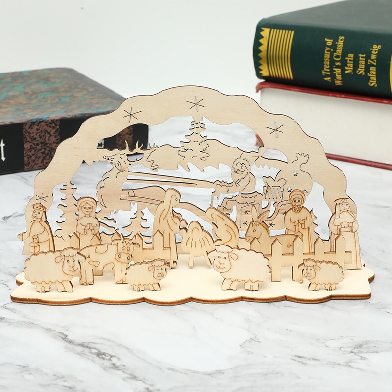 DIY Christmas ornaments, religious ornaments, wooden Santa Claus, Christmas tree Item Picture