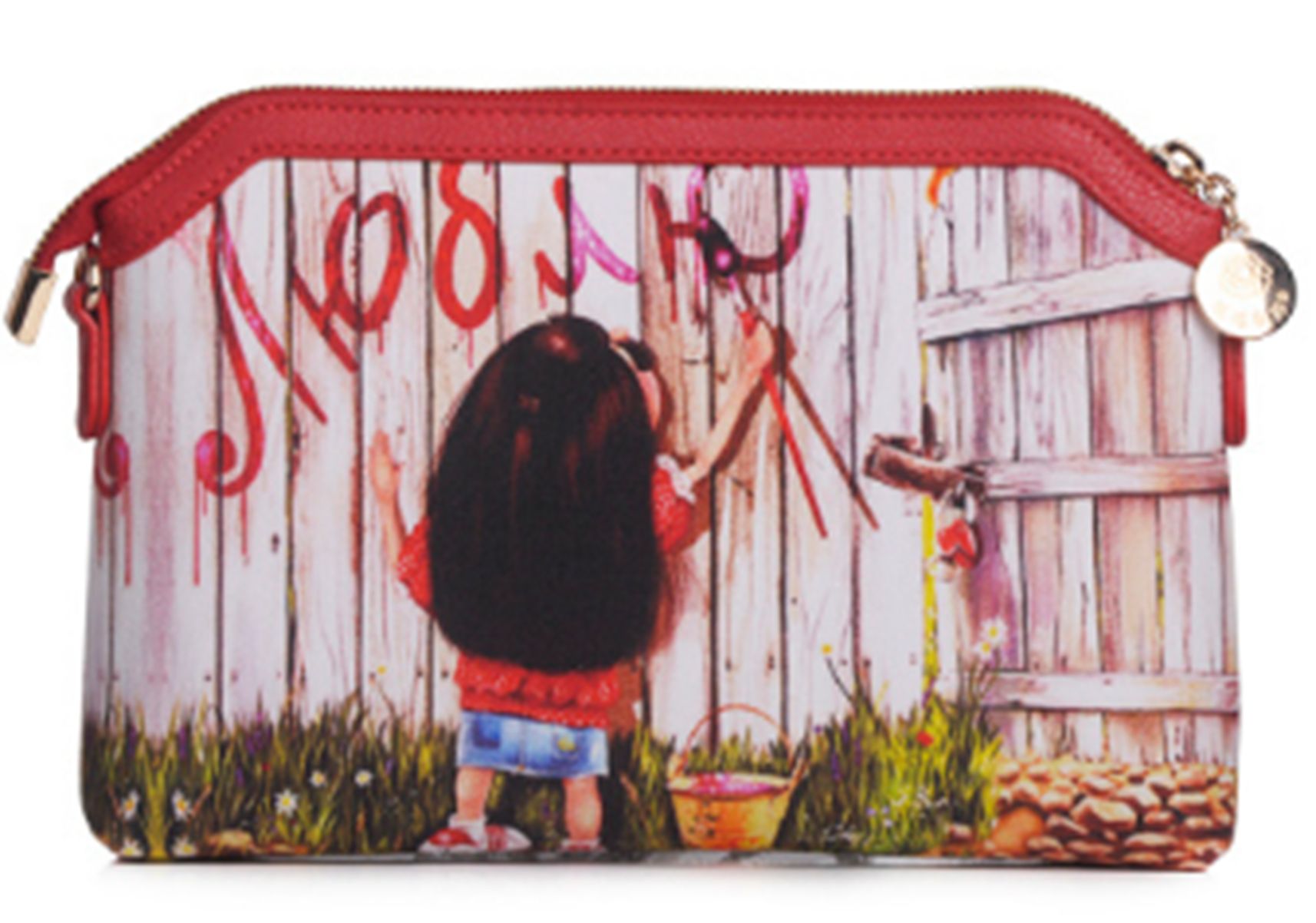 Yiwu Selection SM078 Graffiti girl with slanted cross bag /11574 full figure
