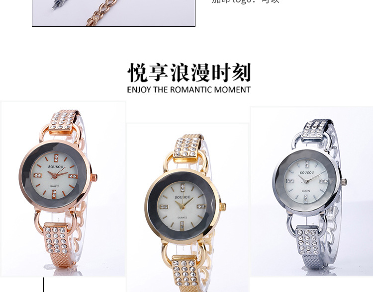 新款女士镶钻石英表外贸手表情侣玫瑰金合金时尚石英表出口手表详情图3