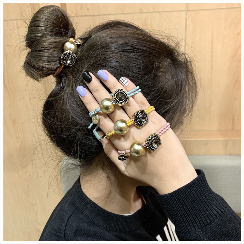Han edition restoring ancient ways four seasons high-grade rhinestone hair rope headgear sweet temperament schoolgirl department rubber band hair ring bracelet dual use thumbnail