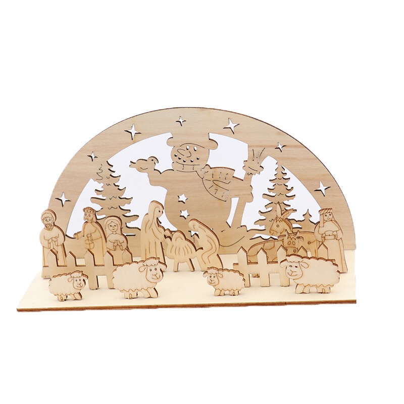 DIY Christmas ornaments, religious ornaments, wooden Santa Claus, Christmas tree