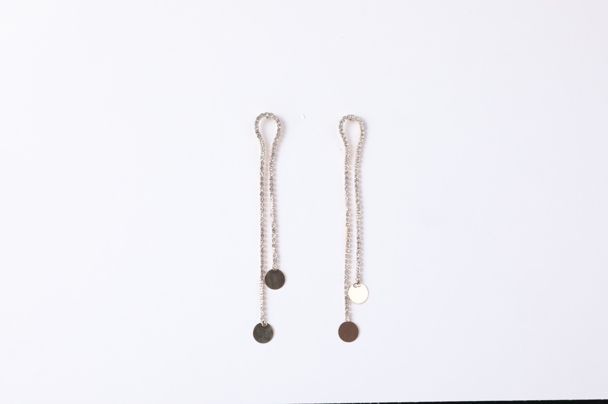 Korean style earrings, earrings, long accessories, round pieces, elegant party, super dazzling Billon -07