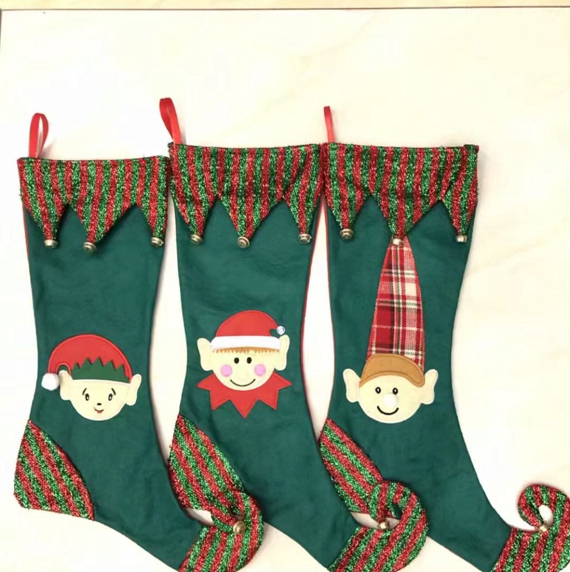 Christmas elf 祙 elf Christmas sock embroidery Christmas sock decoration Item Picture