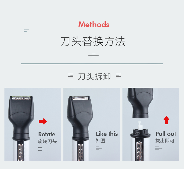 电动鼻毛修剪器 4合1剃鼻毛器耳毛清洁器鼻毛刀剃须SHINON-2050详情18