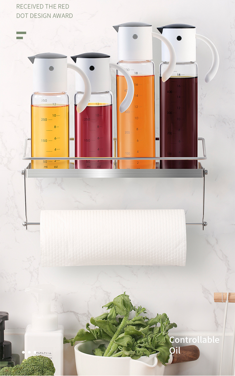 Automatic opening and closing high borosilicate glass leak-proof soy sauce bottle, vinegar pot, kitchen seasoning bottle high borosilicate glass detail image 3