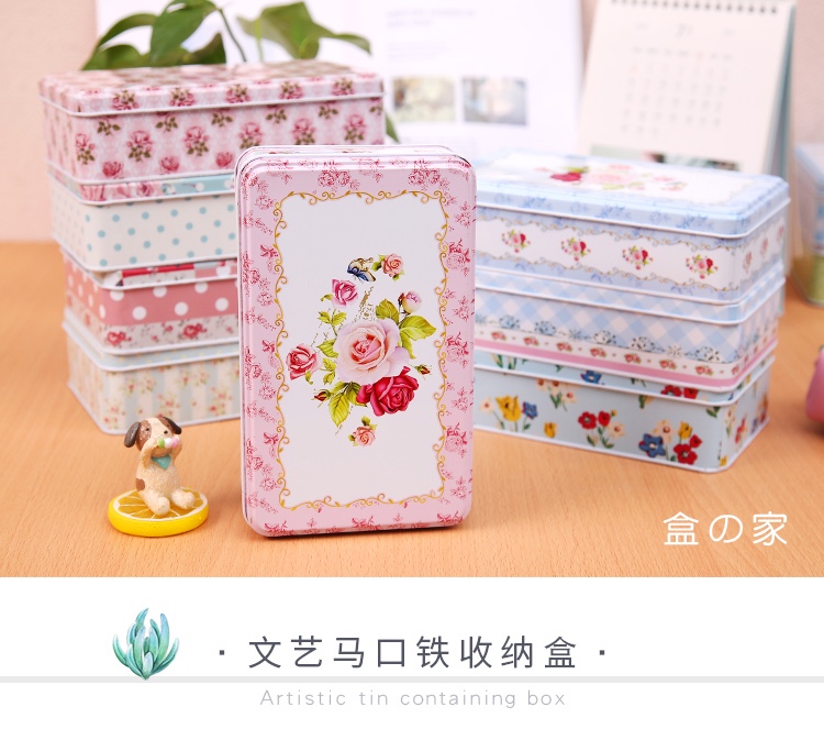 Open tin long square cookie jar sundry storage box cookie jar