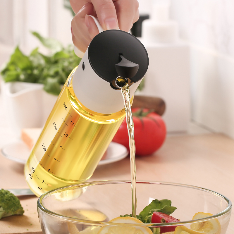 Wholesale automatic opening and closing oil jukers, high borosilicate glass leak-proof soy sauce bottles, vinegar bottles, kitchen seasoning bottles, white detail image 2