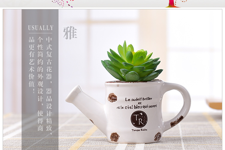 Creative ceramic flower POTS, retro enamel-like aged ceramic flower POTS, succulent flower POTS HY80011 detail image 2