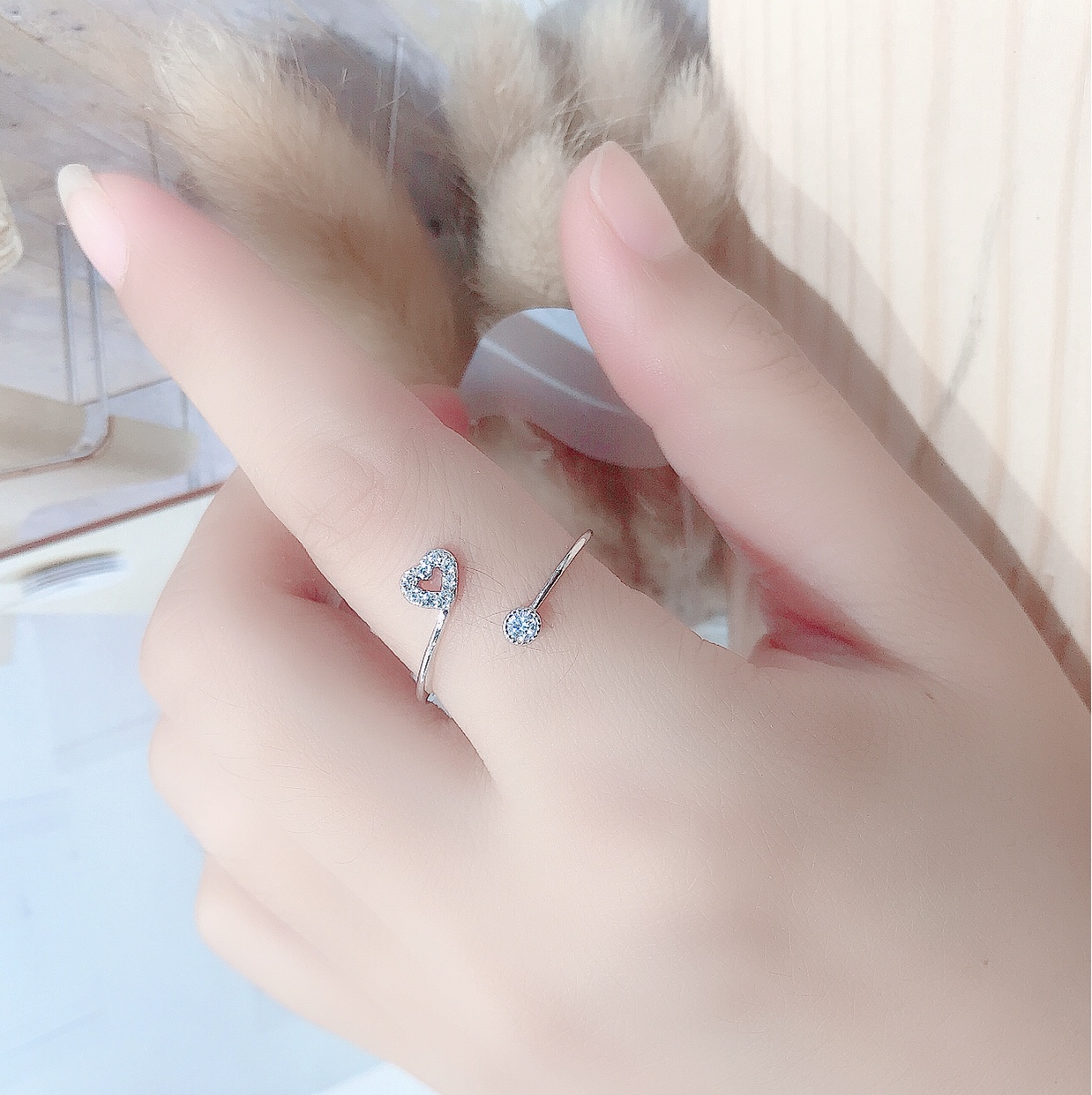 A micro-inlaid zircon heart-shaped ring, a bestseller on Douyin by a female Internet celebrity with an adjustable opening details Picture