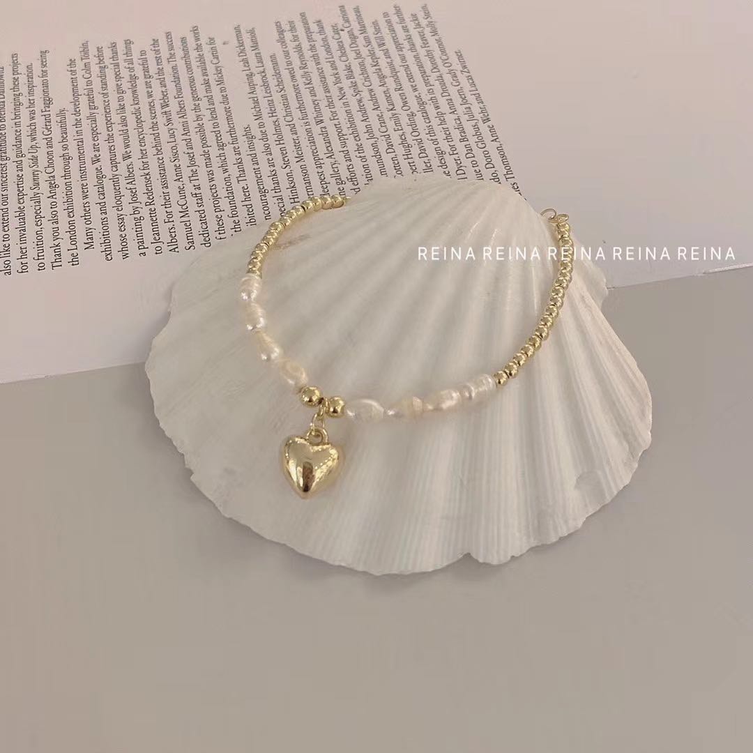 REINA jewelry, Dongdaemun, South Korea Texture fashion girl wind metal love freshwater pearl bracelet thumbnail