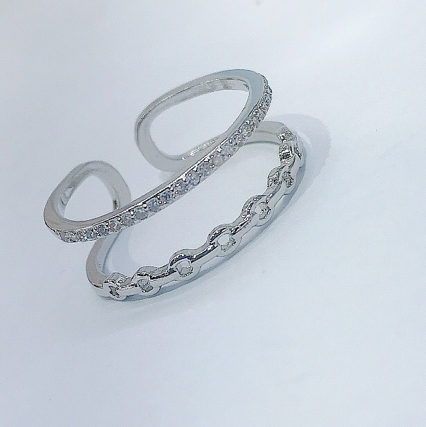 Double-layer micro-inlaid zircon ring for women's fashion Korean version trendy women's ring Xinmingyang Xinmingyang Application Scenario