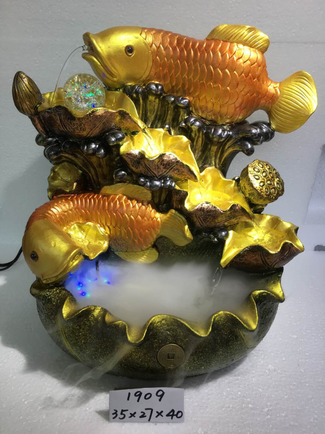 富贵鱼流水喷泉细节图