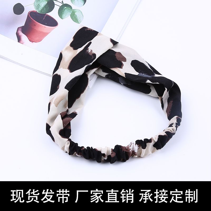 厂家直销韩版夏季斑点交叉发饰宽边运动健身头饰弹力束发带