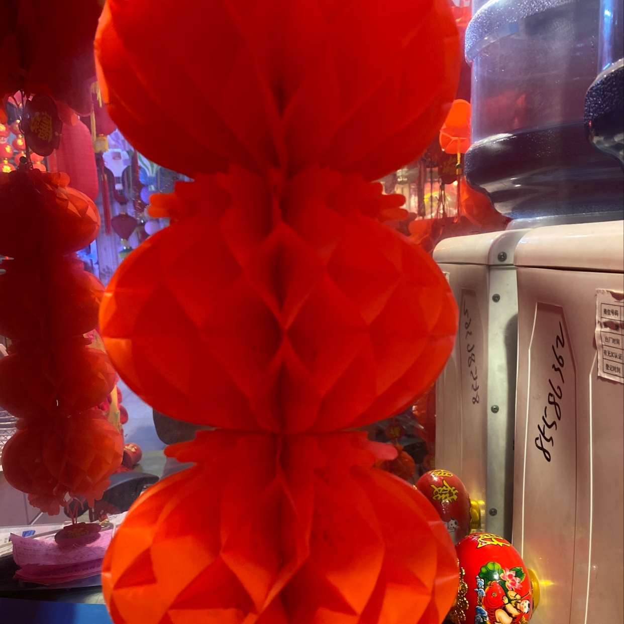 Three consecutive strings of lamps for the ritual ball
