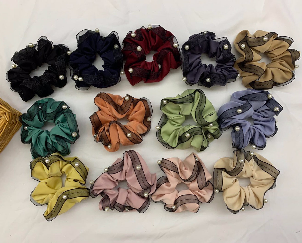 Cross-border hot sale of cloth beads creative large intestine ring hair accessories thumbnail