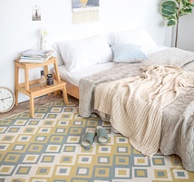 名杨织秀北欧风棉线编织数码印花大地毯家用客厅地垫卧室床边毯