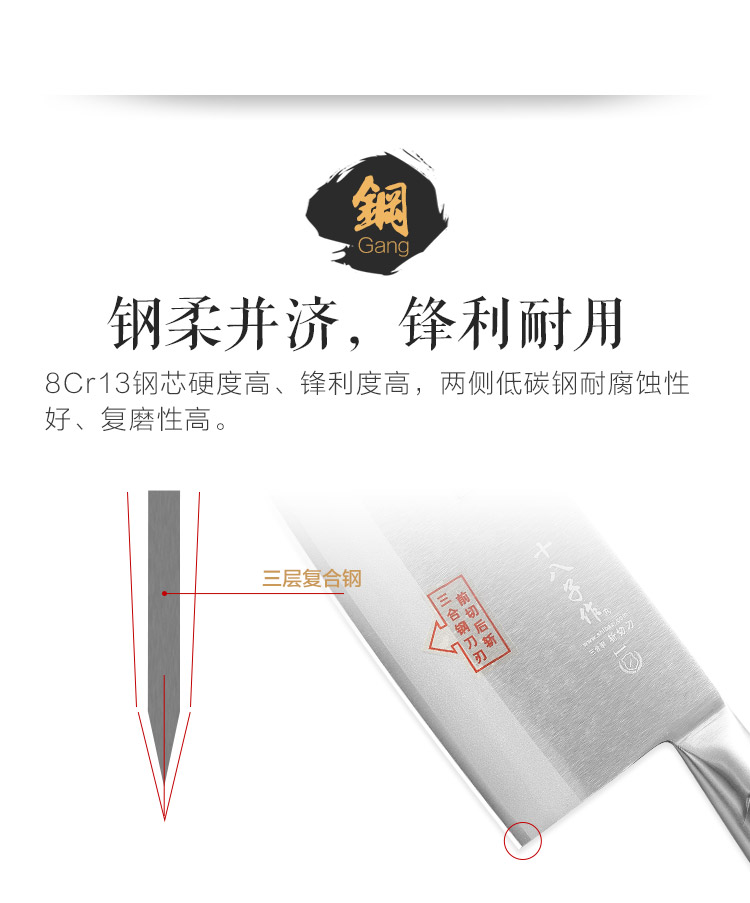十八子作TP01-1名厨斩切刀详情图2