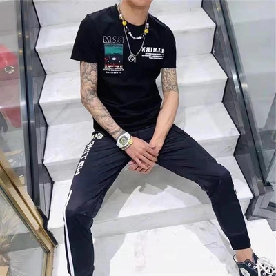 European summer new short-sleeved T-shirts for men on top of cotton clothing loose trend half - sleeved men thumbnail