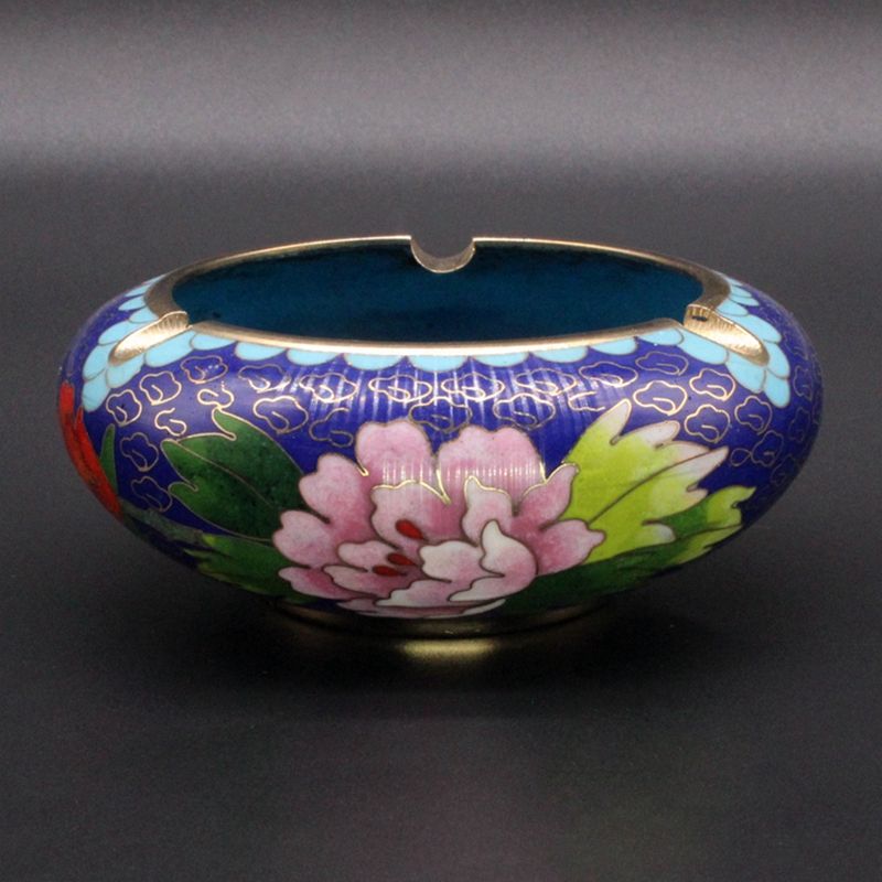 北京景泰蓝中国风外事商务工艺礼品传统铜胎掐丝珐琅磨光4寸烟缸