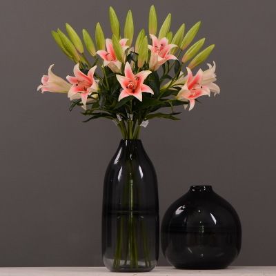 Yiwu Selection imitation artificial flower wholesale PU flower imitation iron gun lily living room table tea table decoration flowers details Picture