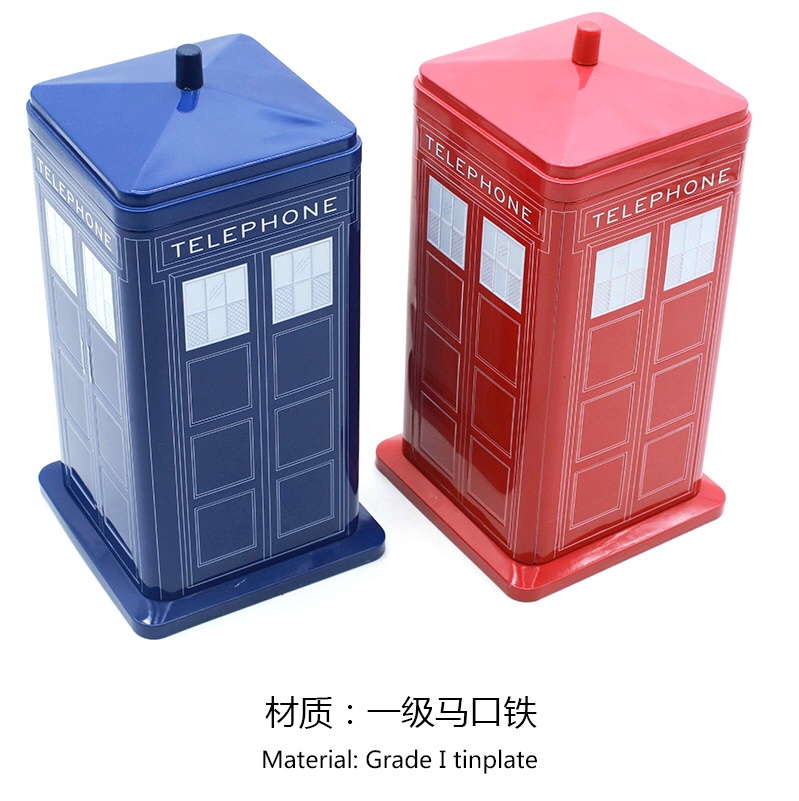 Telephone booth tin tin box candy box jewelry box cookie box cookie box money box thumbnail